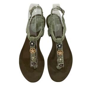 Chanel 17C Tweed Cruise Charm Thong Sandals Khaki EU 37.5 US‎ 7.5